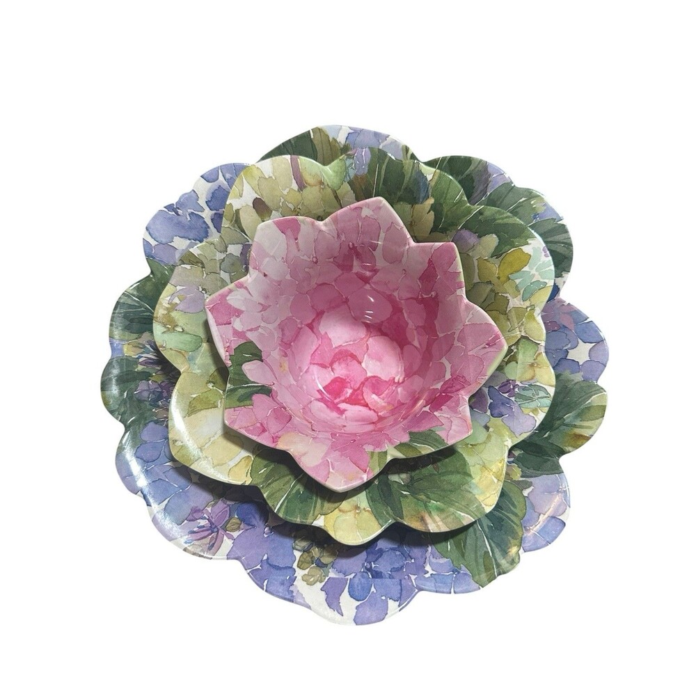 Nanette Lepore Stacking Bowls Set of 3 Nesting Bowls Floral & Botanical Melamine